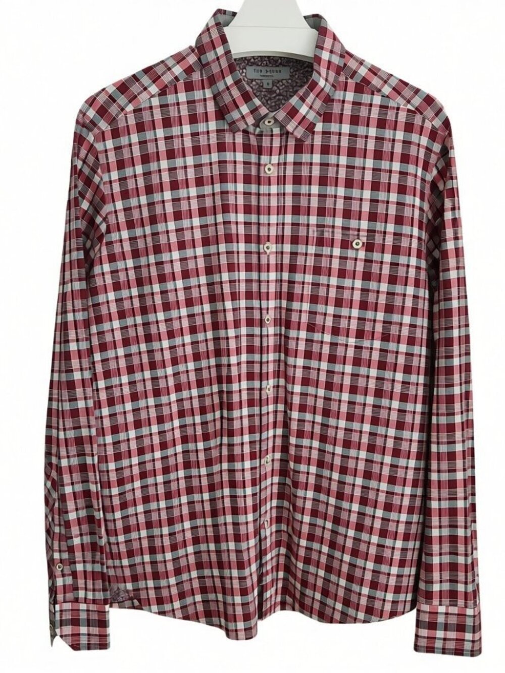 TED BAKER LONDON Red (burgundy) Plaid Button-Down Shirt 5 (us xl)